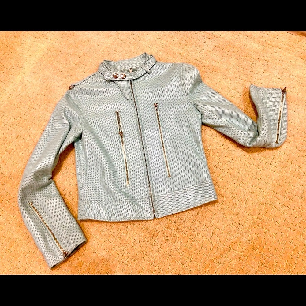 Blue Heroes Blue Moto Biker Lamb Leather Jacket